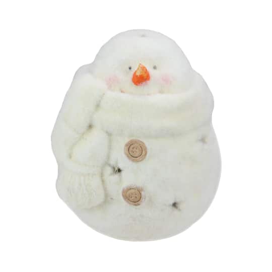 11&#x22; White Snowman with Star Cut-Outs Tealight Candle Holder